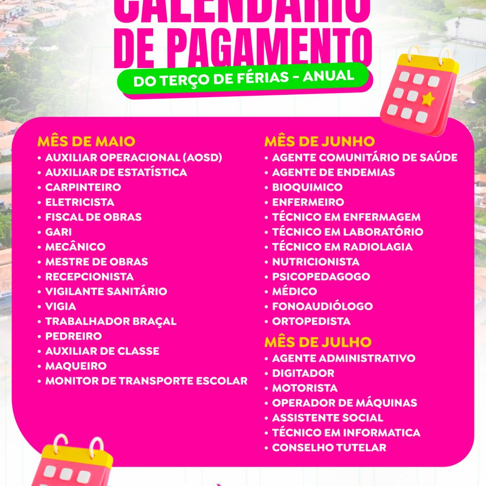 Calendário de pagamento!