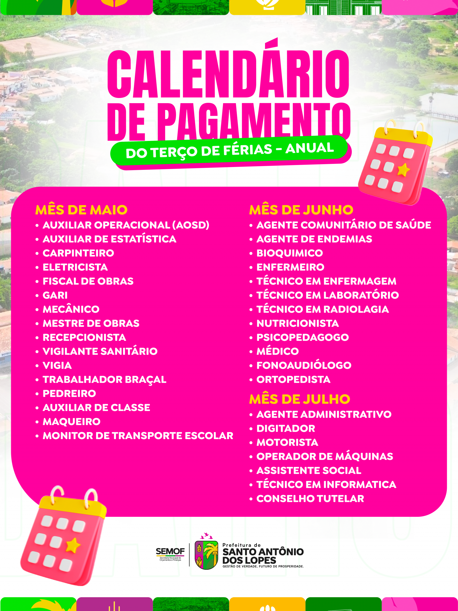 Calendário de pagamento!